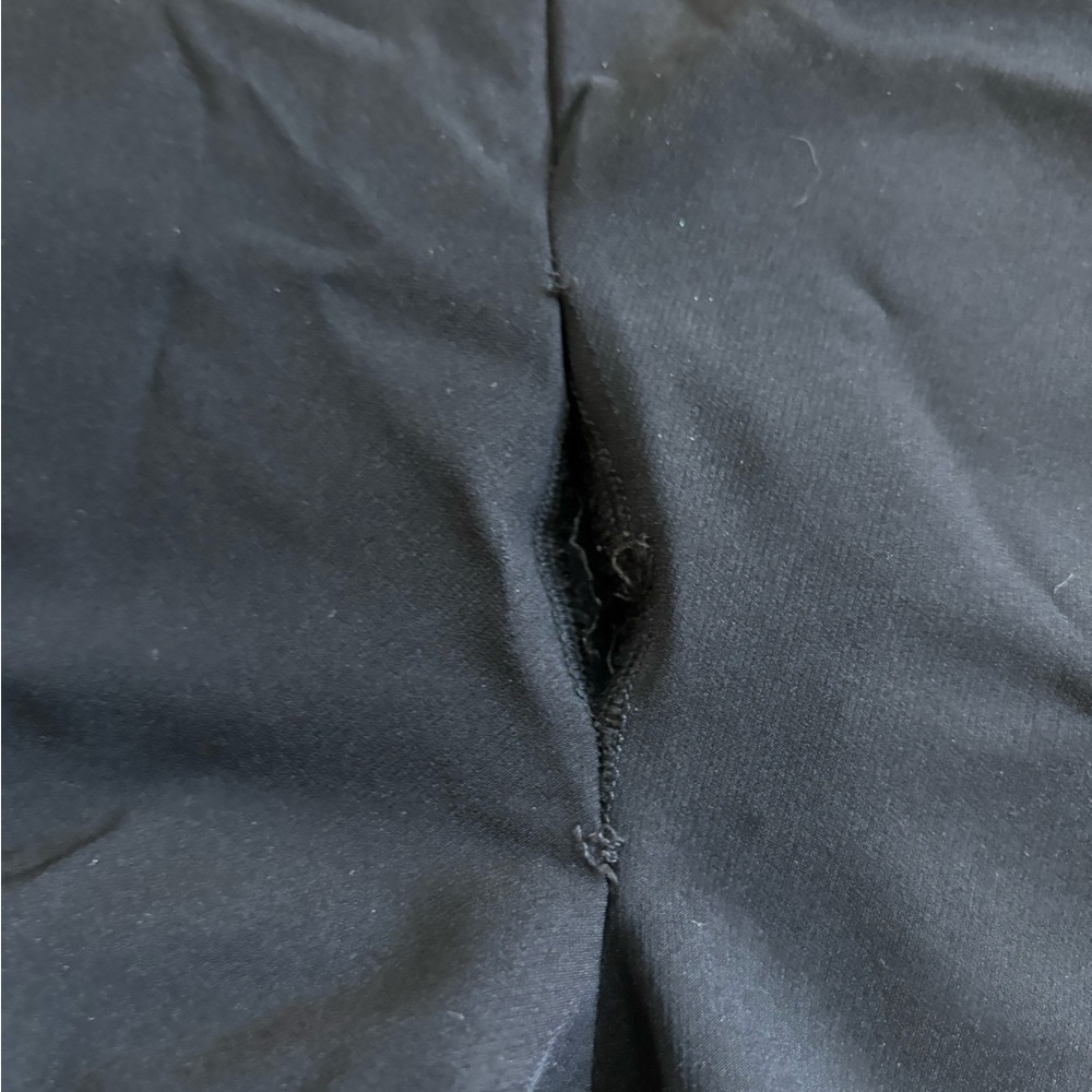 CAbi Womens pull on Classic Black Pants with back zip and HOLE